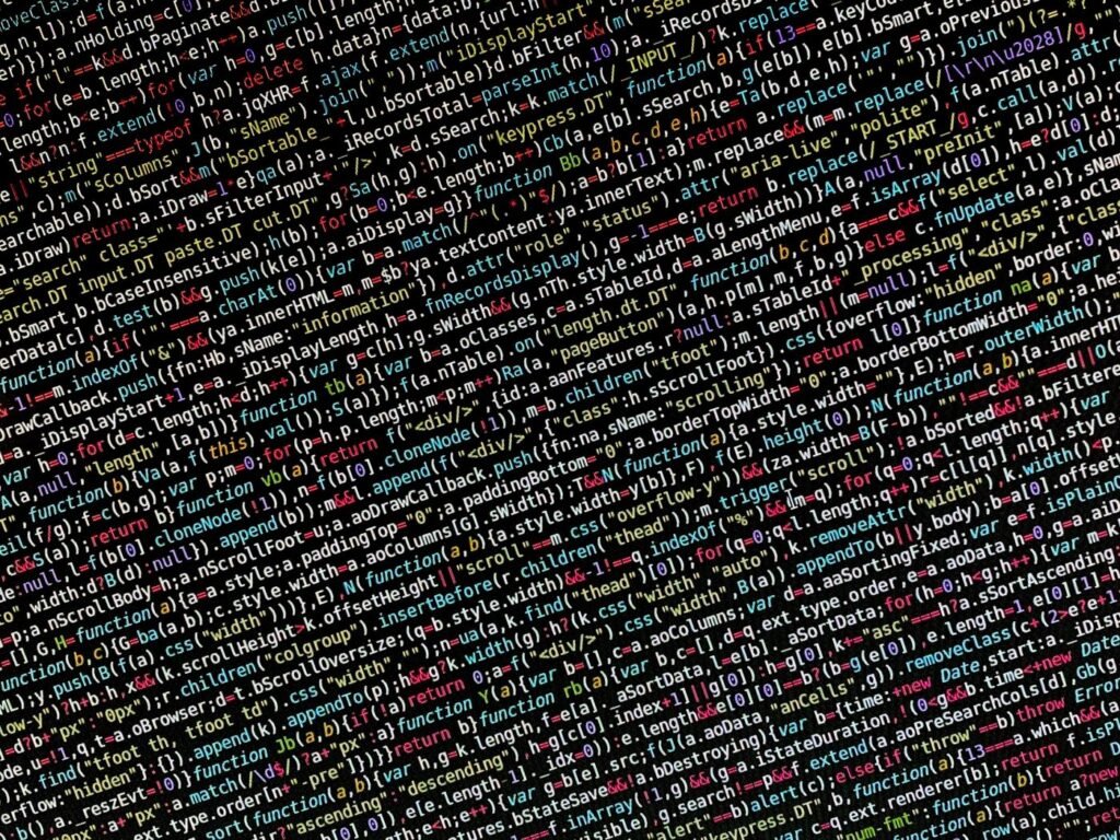 Screen showing web programming code during development