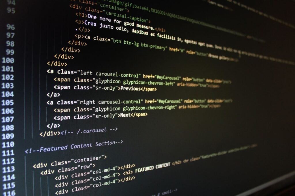 HTML code on a computer monitor