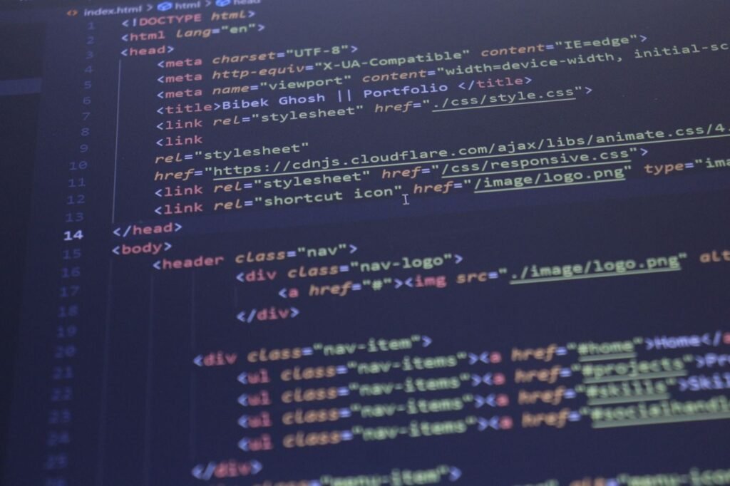 HTML and CSS code on a computer screen